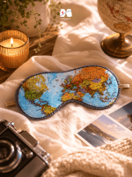 چشم بند خز دار طرح نقشه جهان آبی