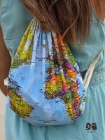 کوله پشتی مخمل سبک طرح نقشه جهان آبی