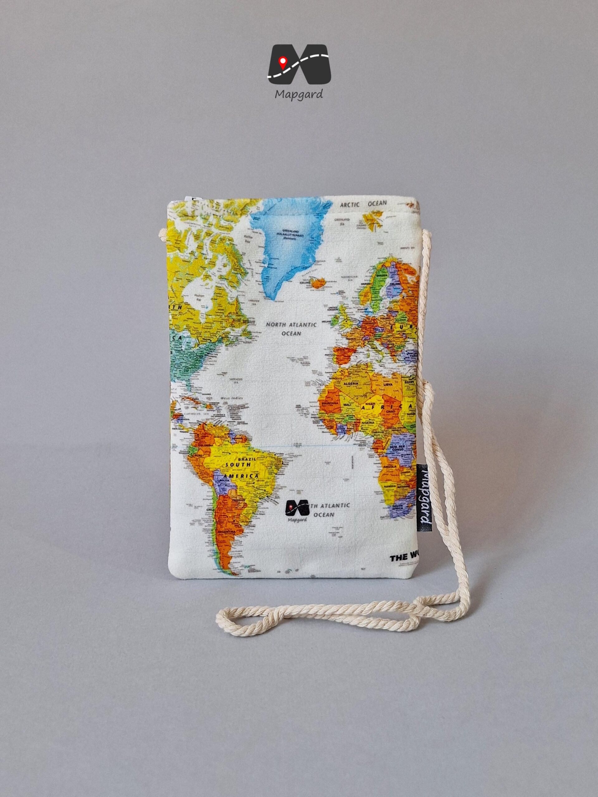 passport-bag-map-orange-mapgard کیف پاسپورت گردنی مخفی طرح نقشه جهان نارنجی مپگرد