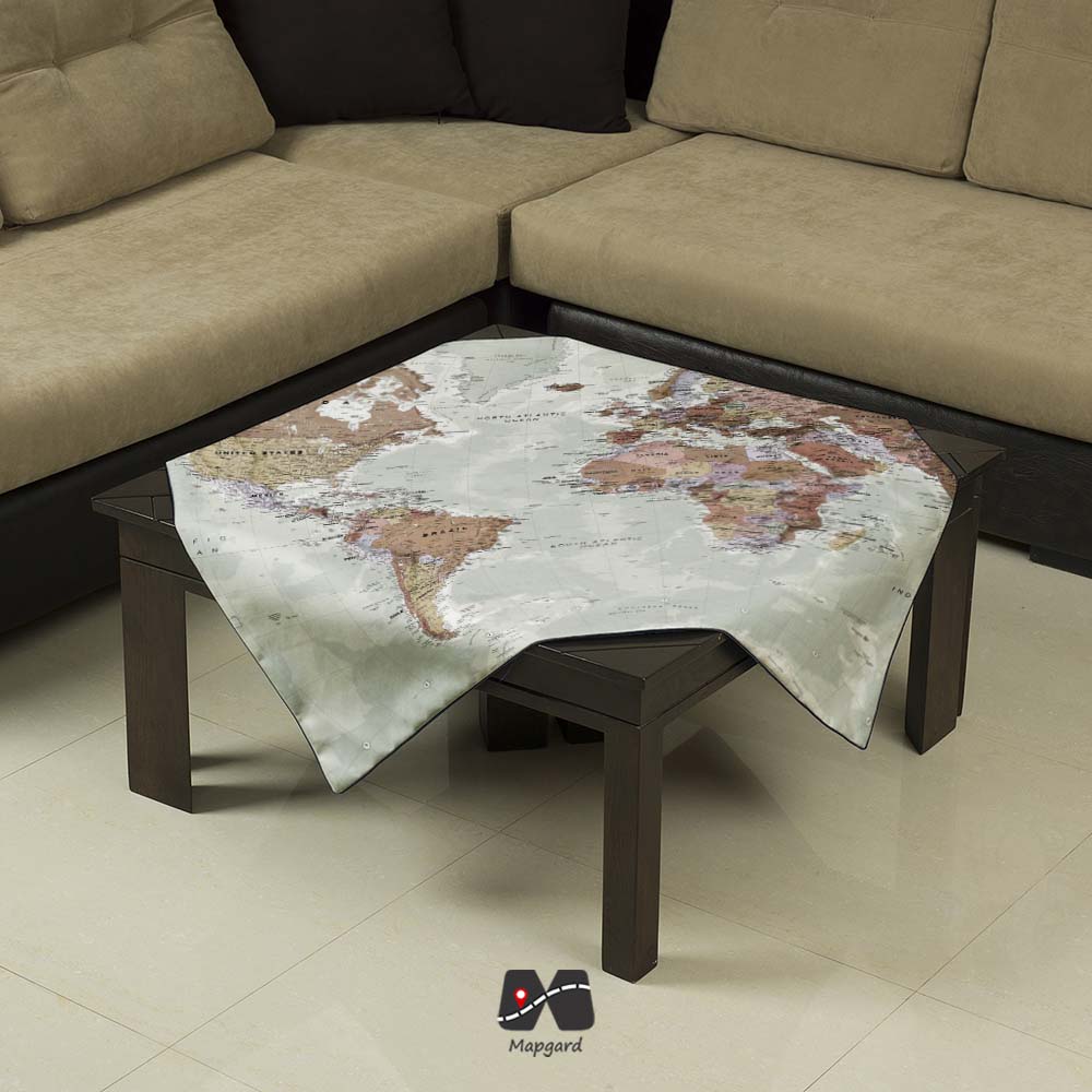 رومیزی مربع طرح نقشه جهان کروم رومیزی مربع طرح نقشه جهان کروم