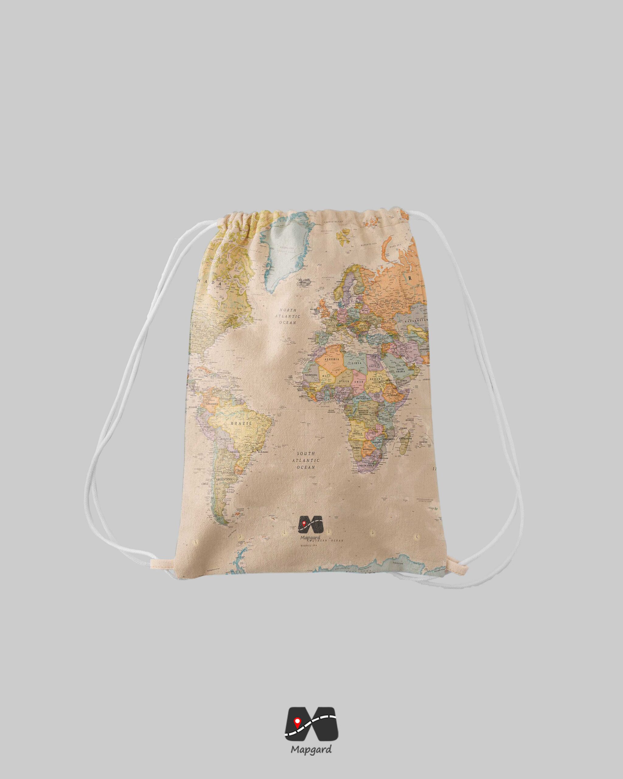 backpack-map-cream-mapgard کوله پشتی مخمل طرح نقشه جهان کرم مپگرد